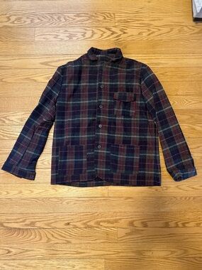 Source Unknown Men's Plaid Midweighr Shirt Jacket in Deep Purple Burgundy, Green
